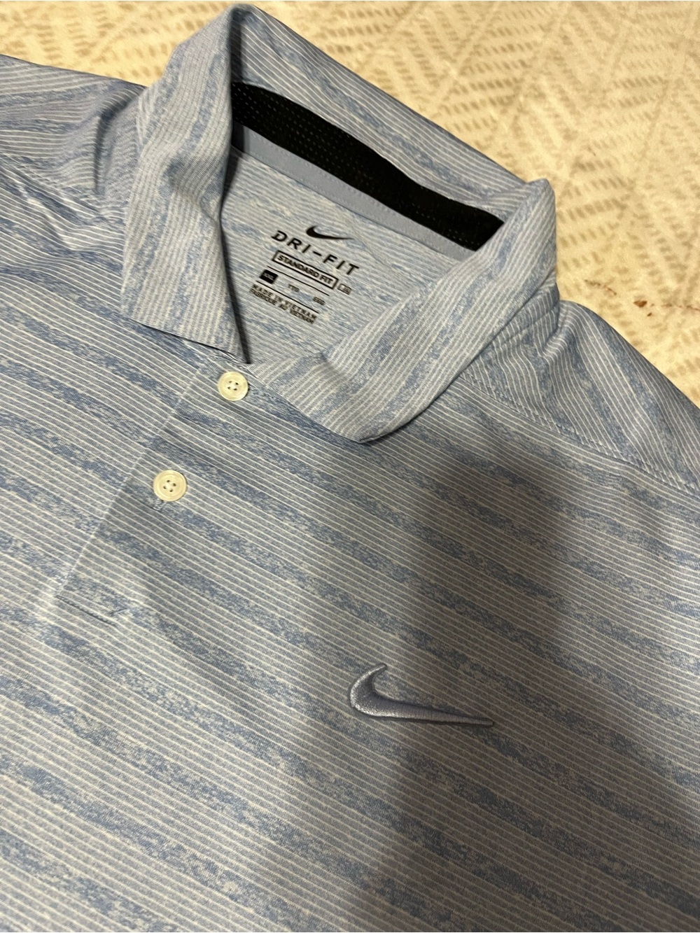 Nike Light Blue Striped Men's Polo Shirt XXL - Picture 2 of 4